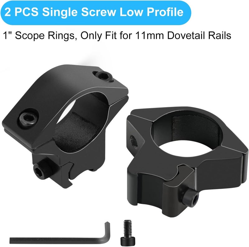 LONSEL 1'' Dovetail Scope Rings, 2 Pack High Profile or Medium Profile 1 Inch Scope Mount Rings for 11mm Dovetail Rails - Image 2